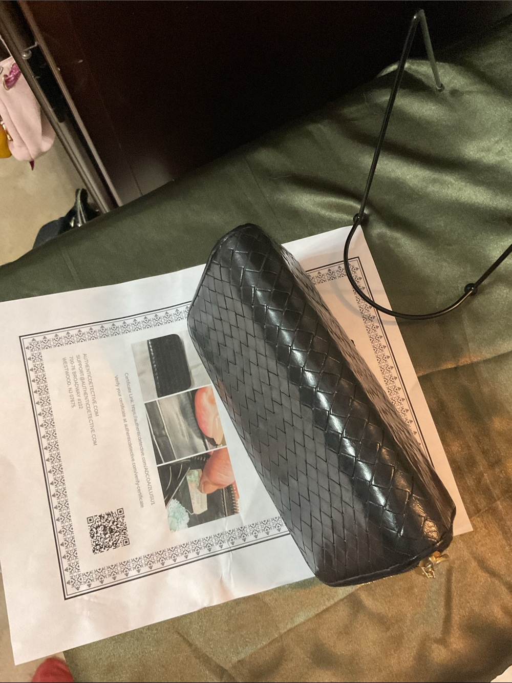 Bottega Veneta Black Woven Zip-Around Tablet Case with Gold Zipper Pull - Picture 9 of 9